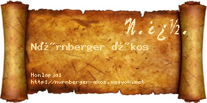 Nürnberger Ákos névjegykártya